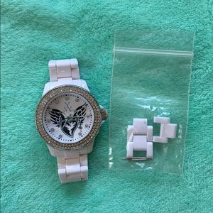ToyWatch- white with black winged heart face